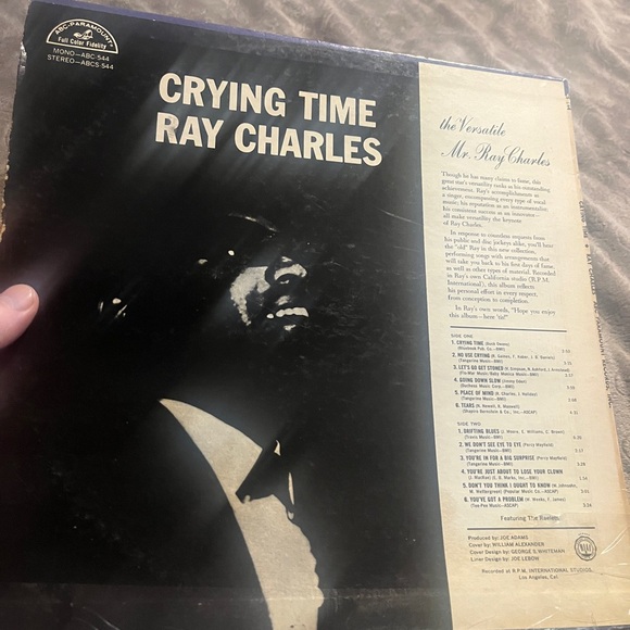 Ray Charles Crying Time 1966 LP Vinyl Record . - Picture 2 of 5